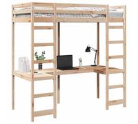 vidaXL Estructura de Cama Alta Natural 75 x 190 cm, Dormitorio, Rectangular, Moderno, Resistencia Pesada, Diseño Duradero, Diseñado para Confort y Uso a Largo Plazo con Estilo