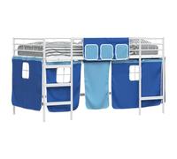 vidaXL Estructura de cama alta para niños Cama moderna con cortinas azul, estructura metálica