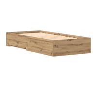 vidaXL Estructura de cama minimalista de roble macizo con amplio almacenamiento 90 x 190 cm Acabado artesanal Ideal para niños y jóvenes adultos Diseño duradero y resistente a las manchas Incluye 2 ca