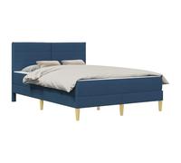 vidaXL Estructura de Cama Azul 120 x 200 cm Poliéster, Dormitorio, Marco de Cama Moderno con cabecero de Pared, Soporte sólido para Dormir, eficiente en Espacio, tapicería de Tela Suave