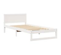 vidaXL Estructura de Cama Minimalista Tamaño Individual Blanca Madera Sólida de Pino Construcción Resistente con Espacio Amplio de Almacenamiento Ideal para Muebles de Dormitorio Diseño Interior EST