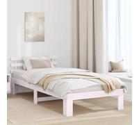 vidaXL Estructura de Cama Blanca Moderna 90 X 190 cm Duradera y Elegante Muebles para Dormitorios Individuales de Fácil Montaje Soporta 100 kg Ideal para Adultos Unisex Confort. Interior Madera Natur