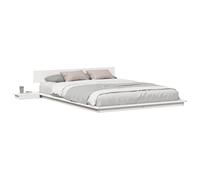 vidaXL Estructura de Cama Blanco 150 x 200 cm Madera | Incluye cabezal y mesitas, Dos mesitas separadas, Hecha de madera de pino sólido