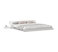 vidaXL Marco de cama con mesas de noche blanco 200x200 cm Madera maciza Estilo japonés minimalista