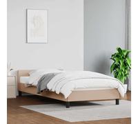 vidaXL Estructura de Cama Cabecero Dormitorio Marco Base Soporte Tapizada Adorno Decoración Habitación Cuero Sintético Capuchino 90x200 cm