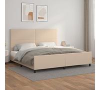 vidaXL Estructura de Cama Cabecero Matrimonial Somier Tapizado Dormitorio Habitación Muebles Cuarto Descanso Cuero Sintético Capuchino 200x200cm