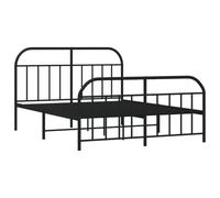 vidaXL Estructura de Cama cabecero y Estribo Metal Negro 140x190 cm, armazón de Cama, Cama de Matrimonio, Cama, Cama Doble, Marco de Cama