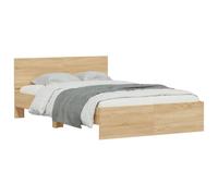 vidaXL Estructura de Cama cabecero y Luces LED Roble Sonoma 135x190 cm