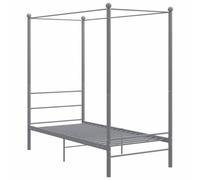 vidaXL Estructura de Cama Casa Hogar Dormitorio Robusta Duradera Muebles Mobiliario Cómodo Individual con Dosel Metal Gris 90x200 cm