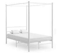 vidaXL Estructura de Cama Casa Hogar Dormitorio Robusta Duradera Muebles Mobiliario Cómodo Matrimonial con Dosel Metal Blanco 140x200 cm