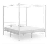 vidaXL Estructura de Cama Casa Hogar Dormitorio Robusta Duradera Muebles Mobiliario Cómodo Matrimonial con Dosel Metal Blanco 180x200 cm