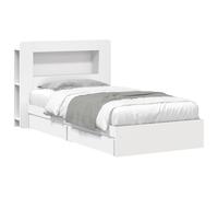 vidaXL Estructura de Cama con Almacenamiento Blanco 75 x 190 cm, Cama Rectangular Moderna, solución de Almacenamiento con Estilo, Mueble Minimalista, diseño Que Ahorra Espacio