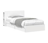 vidaXL Estructura de Cama con Almacenamiento Blanco 75 x 190 cm, Cama Rectangular Moderna, solución de Almacenamiento con Estilo, Mueble Minimalista, diseño Que Ahorra Espacio