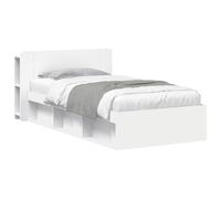 vidaXL Estructura de Cama con Almacenamiento Blanco 90 x 200 cm, Muebles Modernos para el Dormitorio, Cama Rectangular de Madera, Espacio de Almacenamiento, diseño Minimalista, soluciones de org