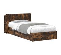 vidaXL Estructura de Cama con Almacenamiento con cajón Roble Ahumado, Cama Rectangular Moderna, solución de Almacenamiento con Estilo, Mueble Minimalista, diseño Que Ahorra Espacio