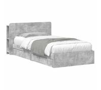 vidaXL Estructura de Cama con Almacenamiento Gris Hormigón 75 x 190 cm, Cama Rectangular Moderna, solución de Almacenamiento con Estilo, Mueble Minimalista, diseño Que Ahorra Espacio