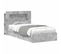 vidaXL Estructura de Cama con Almacenamiento Gris Hormigón 75 x 190 cm, Cama Rectangular Moderna, solución de Almacenamiento con Estilo, Mueble Minimalista, diseño Que Ahorra Espacio