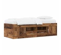 vidaXL Estructura de Cama con Almacenamiento Madera Envejecida,