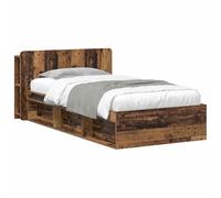 vidaXL Estructura de Cama con Almacenamiento Madera Envejecida, Muebles Modernos para el Dormitorio, Cama Rectangular de Madera, Espacio de Almacenamiento, diseño Minimalista, soluciones de org