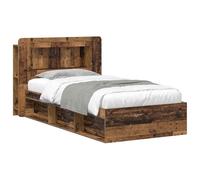 vidaXL Estructura de Cama con Almacenamiento Madera Envejecida, Dormitorio Moderno, Marco de Cama de Madera, soluciones de Almacenamiento, Estilo Minimalista, diseño Funcional