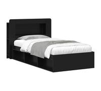 vidaXL Estructura de Cama con Almacenamiento Negro 100 x 200 cm, Muebles Modernos para el Dormitorio, Cama Rectangular de Madera, Espacio de Almacenamiento, diseño Minimalista, soluciones de org