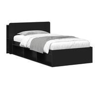 vidaXL Estructura de Cama con Almacenamiento Negro 100 x 200 cm, Muebles Modernos para el Dormitorio, Cama Rectangular de Madera, Espacio de Almacenamiento, diseño Minimalista, soluciones de org