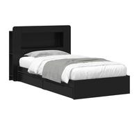 vidaXL Estructura de Cama con Almacenamiento Negro 75 x 190 cm, Cama Rectangular Moderna, solución de Almacenamiento con Estilo, Mueble Minimalista, diseño Que Ahorra Espacio