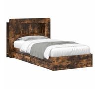vidaXL Estructura de Cama con Almacenamiento Roble Ahumado 90 x 190 cm, Cama Rectangular Moderna, solución de Almacenamiento con Estilo, Mueble Minimalista, diseño Que Ahorra Espacio