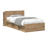 vidaXL Estructura de Cama con Almacenamiento Roble Artesanal, Muebles Modernos para el Dormitorio, Cama Rectangular de Madera, Espacio de Almacenamiento, diseño Minimalista, soluciones de org