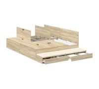 vidaXL Estructura de Cama con Almacenamiento Roble Sonoma 140X200 cm Madera de Calidad Amplios Cajones Diseño Moderno Fácil de Montar Muebles para Habitación Interior