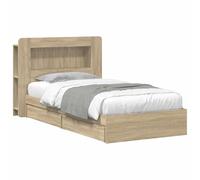 vidaXL Estructura de Cama con Almacenamiento Roble Sonoma 75 x 190 cm, Cama Rectangular Moderna, solución de Almacenamiento con Estilo, Mueble Minimalista, diseño Que Ahorra Espacio