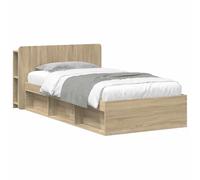 vidaXL Estructura de Cama con Almacenamiento Roble Sonoma 80 x 200 cm, Dormitorio Moderno, Marco de Cama de Madera, soluciones de Almacenamiento, Estilo Minimalista, diseño Funcional