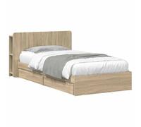 vidaXL Estructura de Cama con Almacenamiento Roble Sonoma 90 x 200 cm, Cama Rectangular Moderna, solución de Almacenamiento con Estilo, Mueble Minimalista, diseño Que Ahorra Espacio