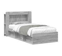 vidaXL Estructura de cama con almacenamiento Sonoma gris 100 x 200 cm, Muebles modernos para el dormitorio, cama rectangular de madera, espacio de almacenamiento, diseño minimalista, soluciones de org