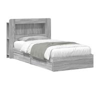 vidaXL Estructura de Cama con Almacenamiento Sonoma Gris 75 x 190 cm, Cama Rectangular Moderna, solución de Almacenamiento con Estilo, Mueble Minimalista, diseño Que Ahorra Espacio