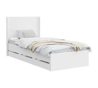 vidaXL Estructura de Cama con Almacenamiento y cabecero Blanco, Cama Rectangular Elegante, Marco Moderno, Almacenamiento Multifuncional, Madera Engineered, Muebles para un Dormitorio organizado