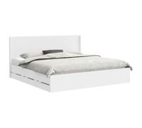 vidaXL Estructura de Cama con Almacenamiento y cabecero Blanco, Cama Rectangular Elegante, Marco Moderno, Almacenamiento Multifuncional, Madera Engineered, Muebles para un Dormitorio organizado