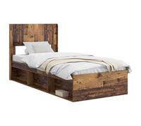 vidaXL Estructura de Cama con Almacenamiento y cabecero, Cama Moderna, Estructura Rectangular de Madera, diseño Limpio, solución de Almacenamiento, estética Funcional para el hogar