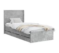 vidaXL Estructura de cama con almacenamiento y cabecero Gris Hormigón, Cama rectangular elegante, marco moderno, almacenamiento multifuncional, madera engineered, muebles para un dormitorio organizado