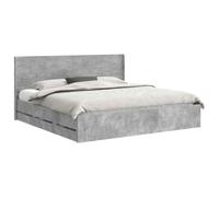 vidaXL Estructura de cama con almacenamiento y cabecero Gris Hormigón, Cama rectangular elegante, marco moderno, almacenamiento multifuncional, madera engineered, muebles para un dormitorio organizado
