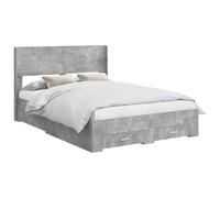 vidaXL Estructura de Cama con Almacenamiento y cabecero Gris Hormigón, Cama Rectangular Moderna, Mueble Funcional, Ahorro de Espacio, diseño con Listones para tu Dormitorio