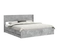 vidaXL Estructura de Cama con Almacenamiento y cabecero Gris Hormigón, Esenciales para el Dormitorio, Marco de Cama Moderno, diseño Rectangular, Almacenamiento Compacto para Muebles