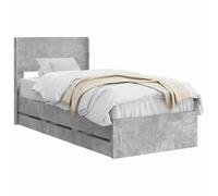 vidaXL Estructura de Cama con Almacenamiento y cabecero Gris Hormigón, Esenciales para el Dormitorio, Marco de Cama Moderno, diseño Rectangular, Almacenamiento Compacto para Muebles