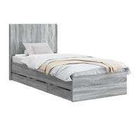 vidaXL Estructura de Cama con Almacenamiento y cabecero Gris Sonoma, Cama Rectangular Elegante, Marco Moderno, Almacenamiento Multifuncional, Madera Engineered, Muebles para un Dormitorio organizado