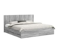 vidaXL Estructura de Cama con Almacenamiento y cabecero Gris Sonoma, Cama Rectangular Elegante, Marco Moderno, Almacenamiento Multifuncional, Madera Engineered, Muebles para un Dormitorio organizado