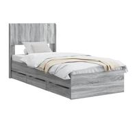 vidaXL Estructura de Cama con Almacenamiento y cabecero Gris Sonoma, Esenciales para el Dormitorio, Marco de Cama Moderno, diseño Rectangular, Almacenamiento Compacto para Muebles
