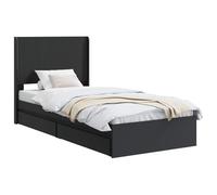 vidaXL Estructura de Cama con Almacenamiento y cabecero Negro, Cama con Marco Rectangular y Estilo, Madera Moderna, Mueble Funcional para el Dormitorio, diseño Que Ahorra Espacio