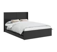 vidaXL Estructura de Cama con Almacenamiento y cabecero Negro, Cama Rectangular Elegante, Marco Moderno, Almacenamiento Multifuncional, Madera Engineered, Muebles para un Dormitorio organizado