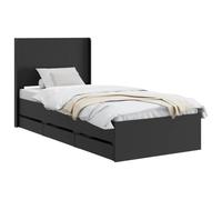 vidaXL Estructura de Cama con Almacenamiento y cabecero Negro, Cama Rectangular Elegante, Marco Moderno, Almacenamiento Multifuncional, Madera Engineered, Muebles para un Dormitorio organizado