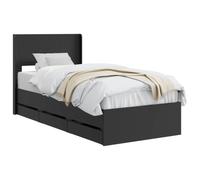 vidaXL Estructura de Cama con Almacenamiento y cabecero Negro, Esenciales para el Dormitorio, Marco de Cama Moderno, diseño Rectangular, Almacenamiento Compacto para Muebles